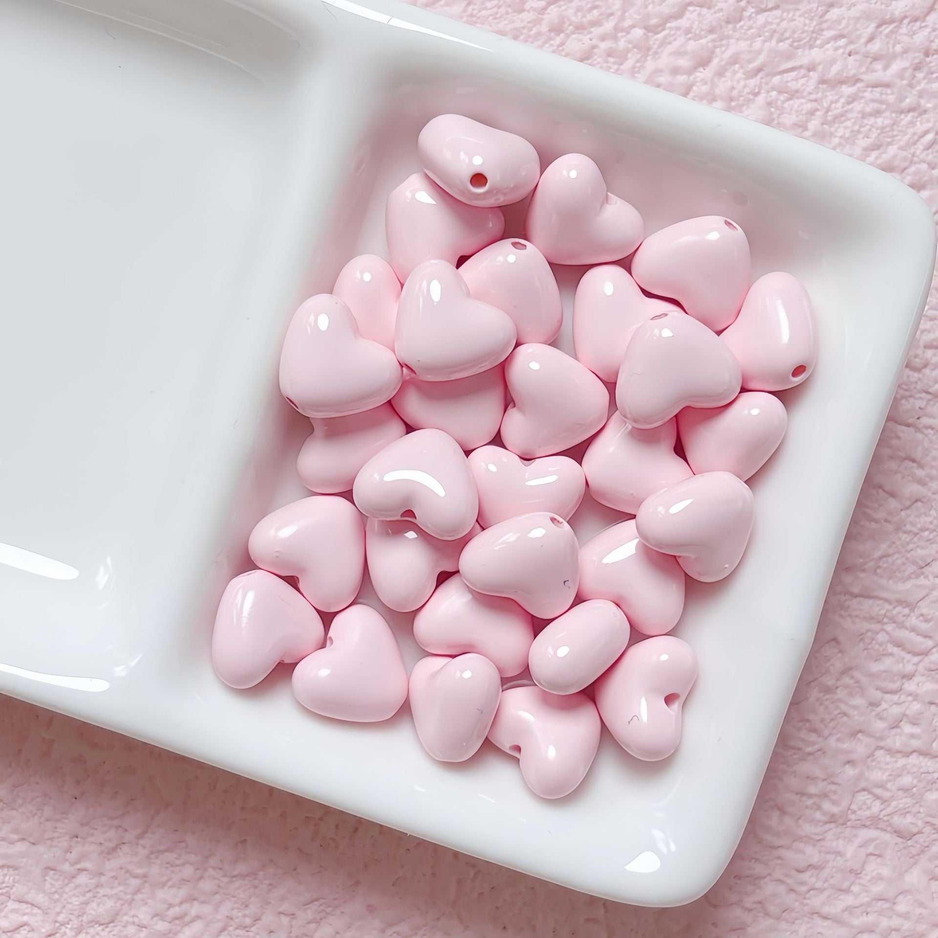 Dopamine-colored painted heart-shaped acrylic chubby heart bracelet beads DIY phone chain accessory materials Secondary image