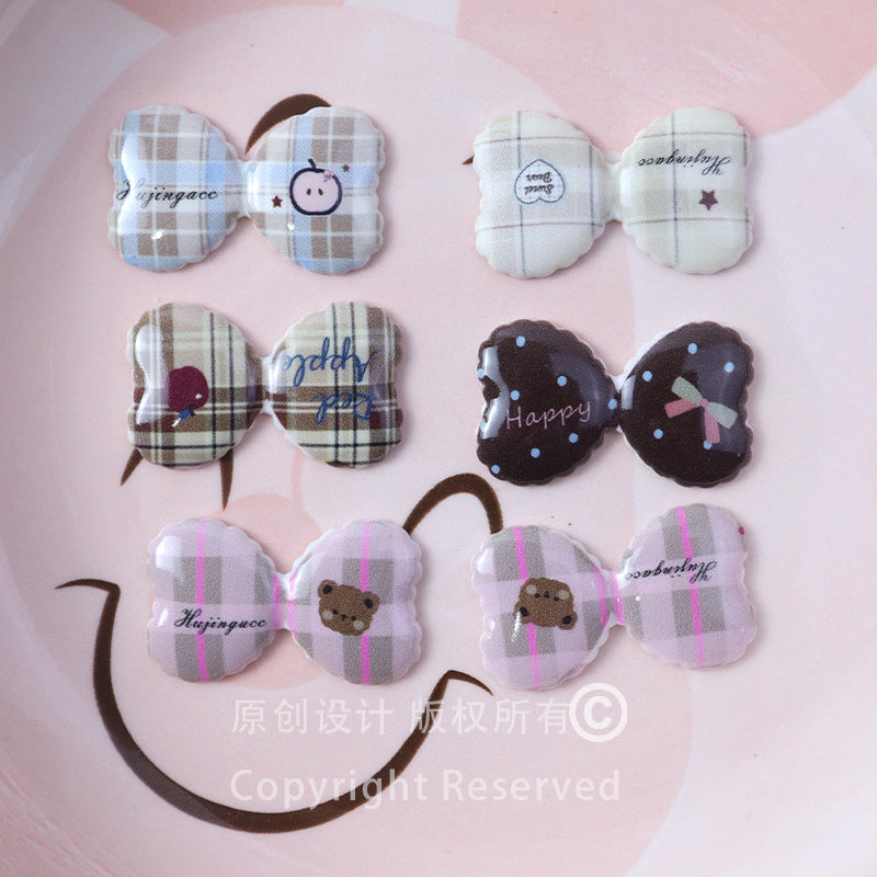 Plaid brown cat bow hair clip, Japanese style girl's bangs clip, milk tea color, sweet cow pattern, cute Secondary image