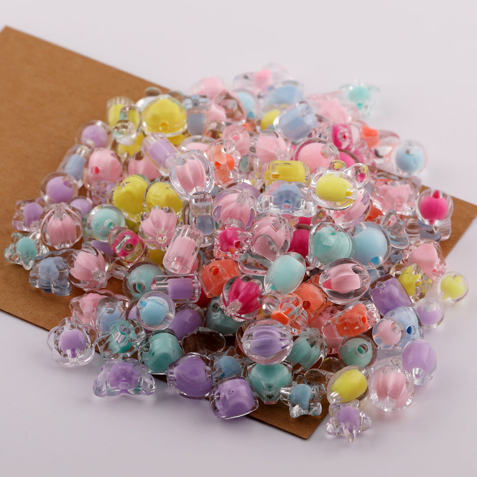 Acrylic candy-colored transparent beads, bead-in-bead round beads, DIY jewelry accessories, bracelet and necklace beading materials Secondary image