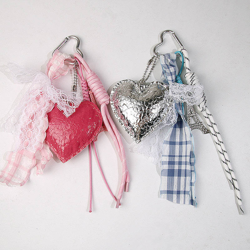 New miu Handmade five-pointed star pendant diy Ribbon bag pendant with Eiffel Tower design, keychain and phone accessory Secondary image