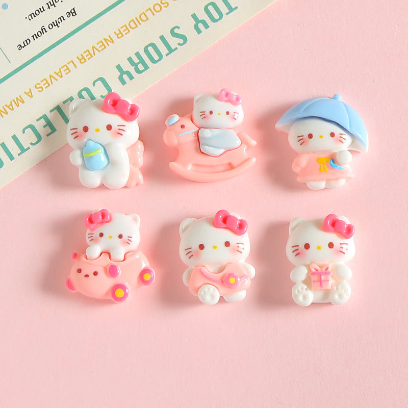 Cartoon pink bow KT cat resin accessories for DIY cream glue cup, refrigerator magnets, shoe buckle accessories Secondary image