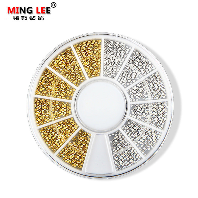 Nail art 12-grid disc box with gold and silver steel beads, two-color nail art decorations, nail stickers Secondary image