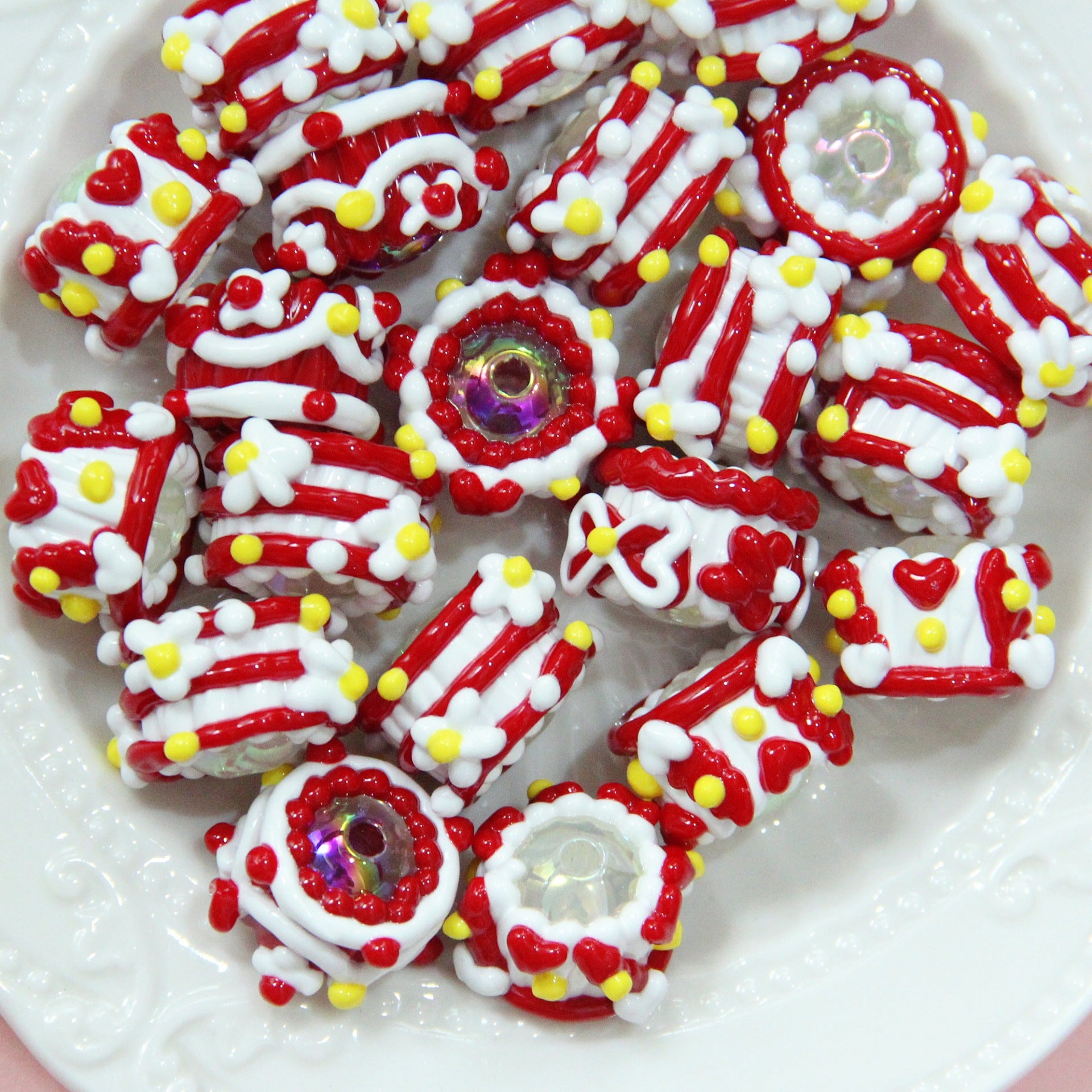 New heavy oil beads Christmas hand-painted beads DIY jewelry materials bracelet accessories mobile phone chain beads mixed styles DIY Secondary image