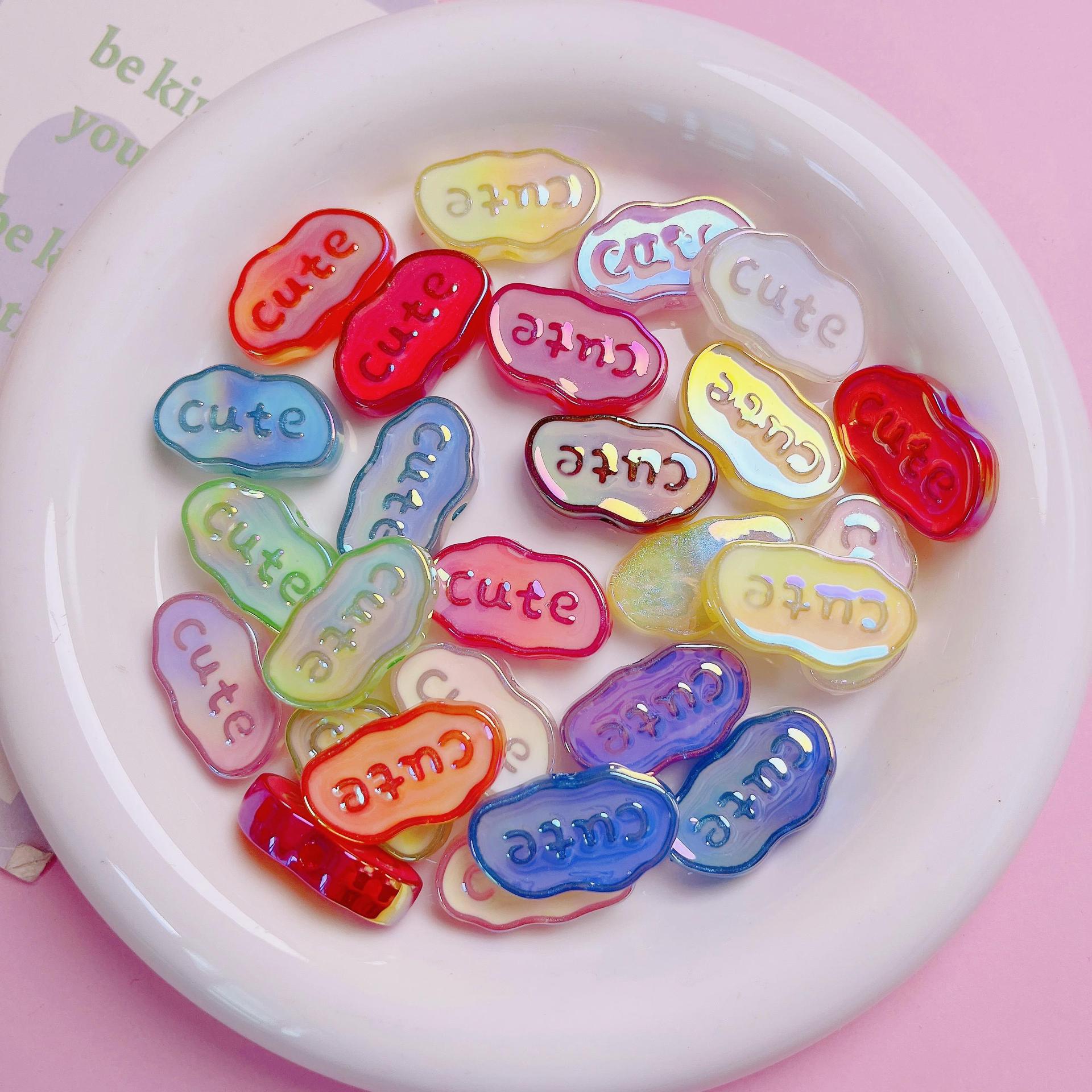 Acrylic UV fine glitter glow-in-the-dark Cute vertical hole letter beads, DIY beading materials for phone chains and keychains Secondary image
