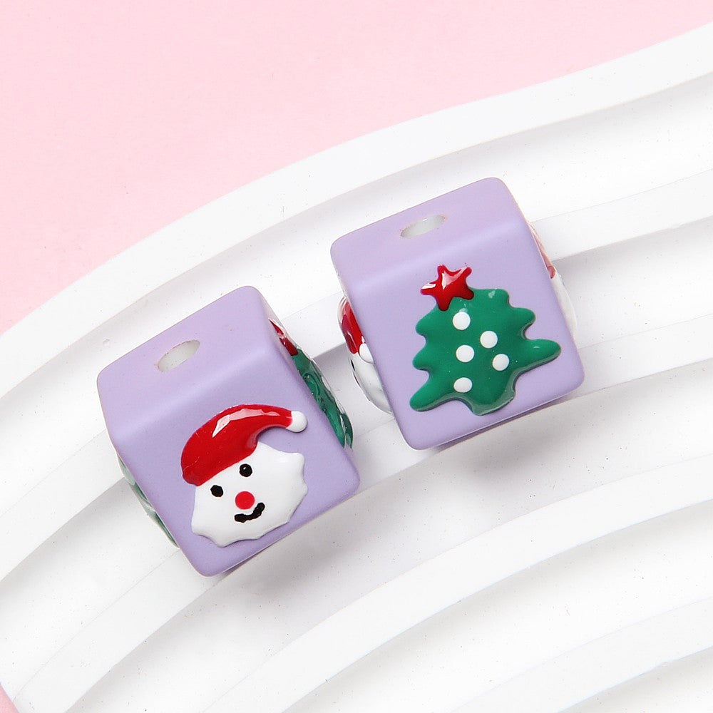 Four-sided hand-painted beads DIY beading cartoon Christmas painted beads DIY phone chain car hanging beads Secondary image