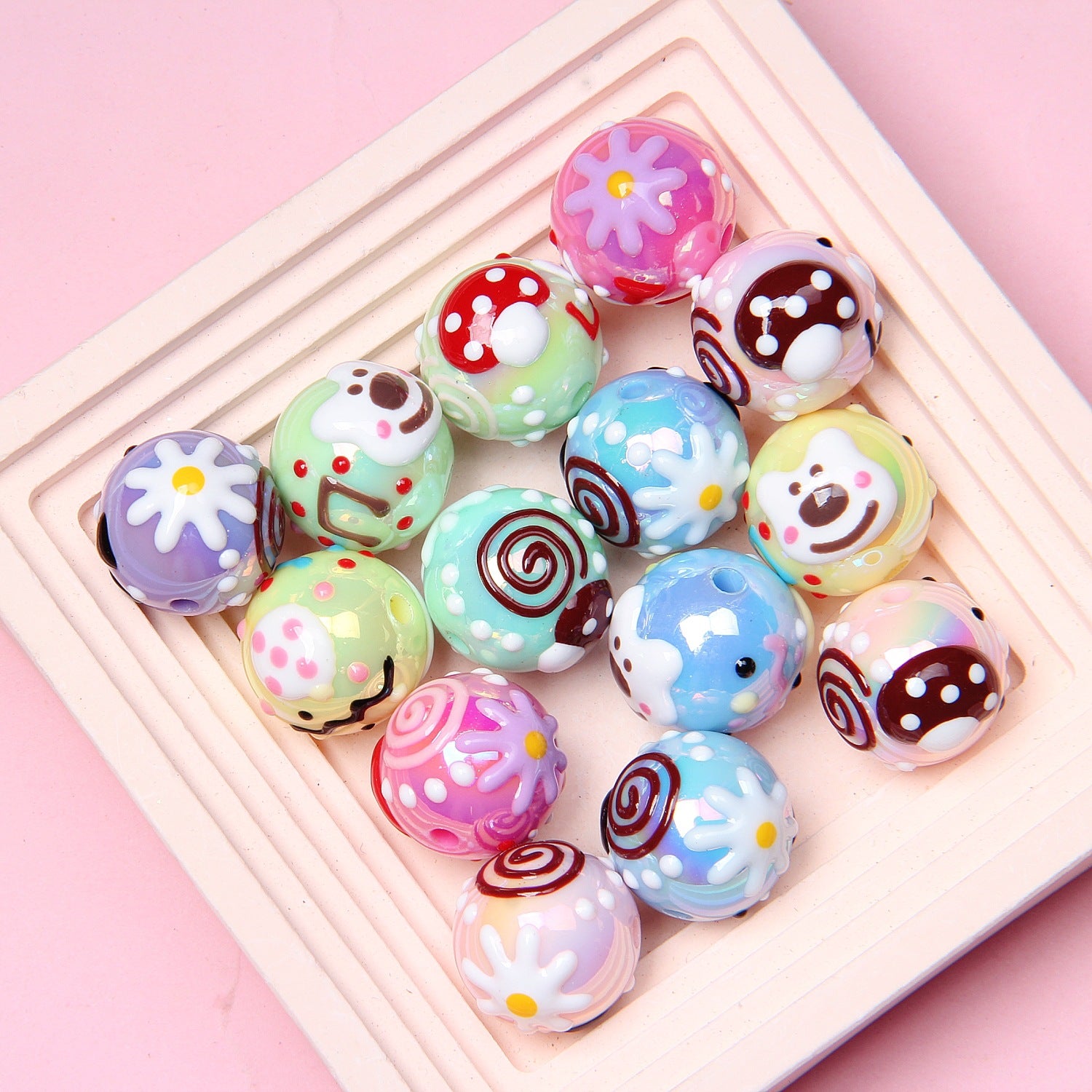 Hand-painted beads, loose beads, DIY accessories, bracelet materials, phone chains, car hanging bead accessories Secondary image