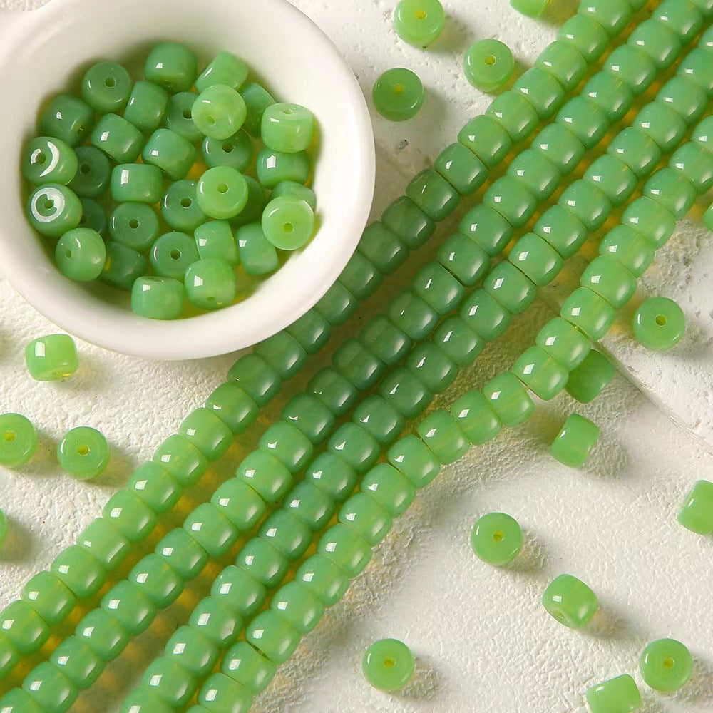 New Chinese-style jade glass beads, solid color chalcedony loose beads for handmade DIY bracelets Secondary image
