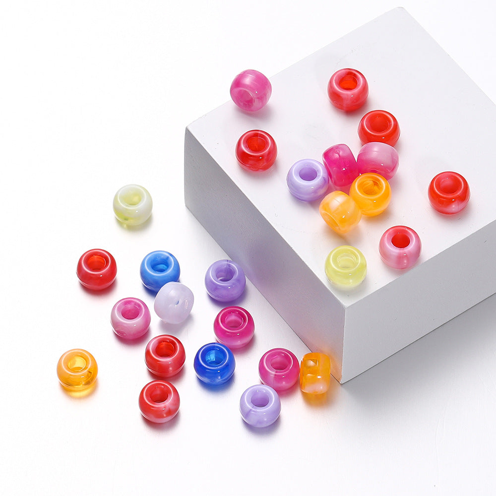 Acrylic two-tone large-hole beads, mermaid princess barrel beads, colorful plastic beads, DIY handmade beading materials and accessories Secondary image