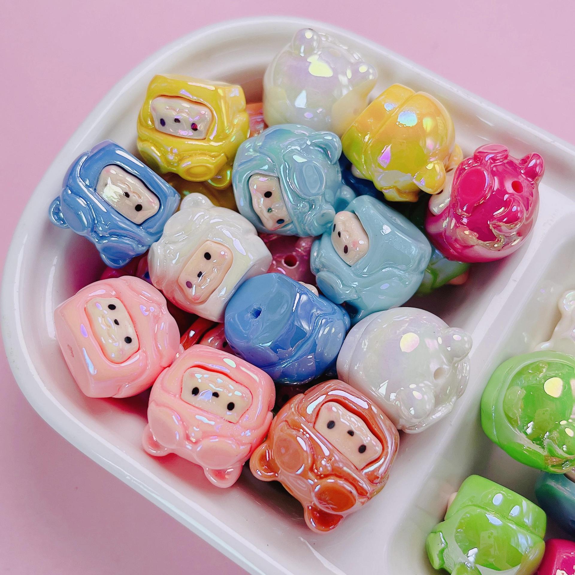 UV-coated colorful cartoon resin Kiki straight-hole beads DIY phone chain keychain material accessories Secondary image