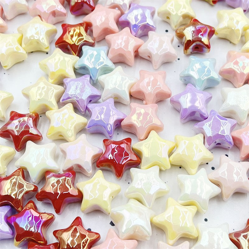 20mm acrylic UV-coated luminous faceted cream pentagram beads DIY phone chain beaded jewelry accessories Secondary image
