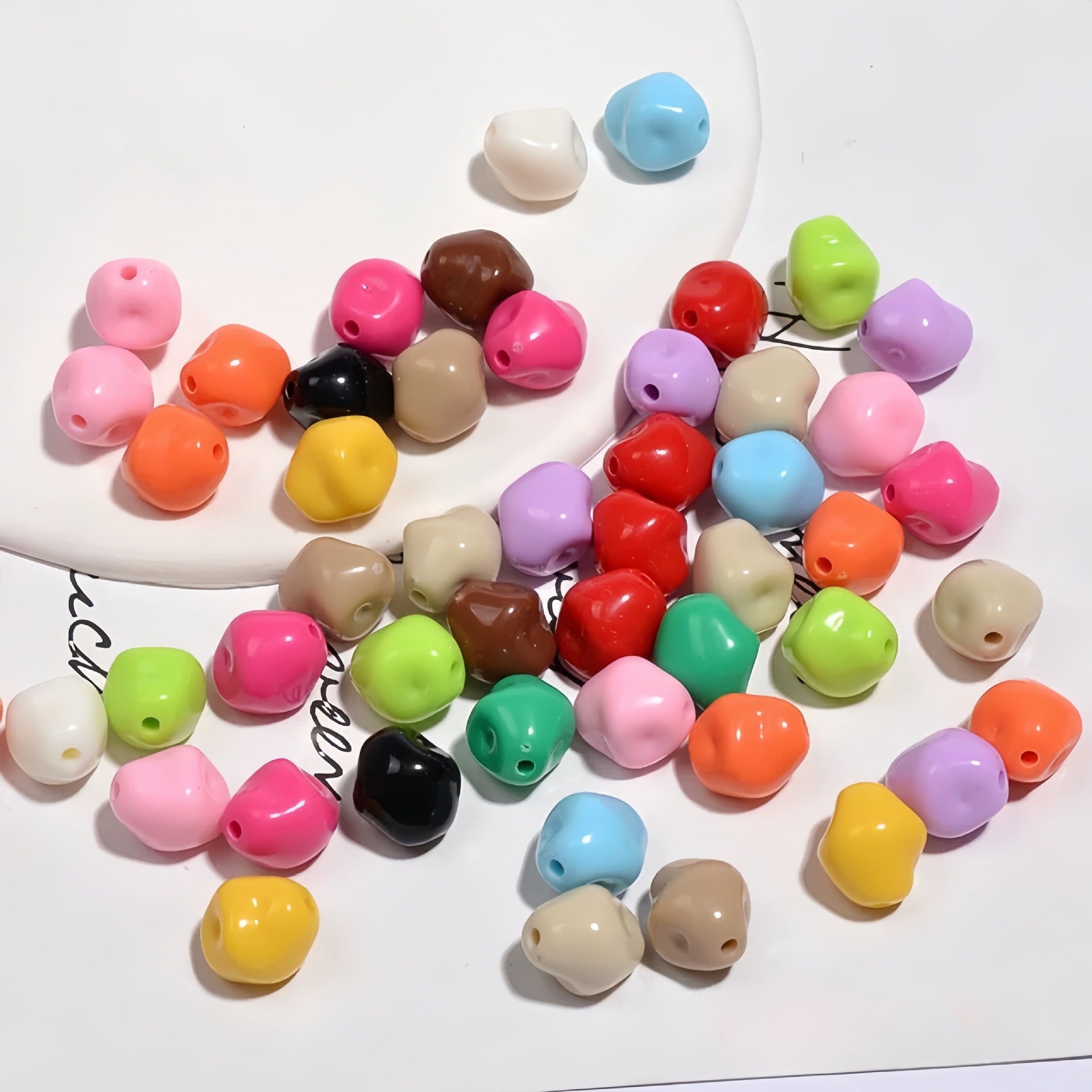 11mm colorful acrylic irregular-shaped loose beads, luminous stone spacer beads, DIY phone chain beading accessories Secondary image