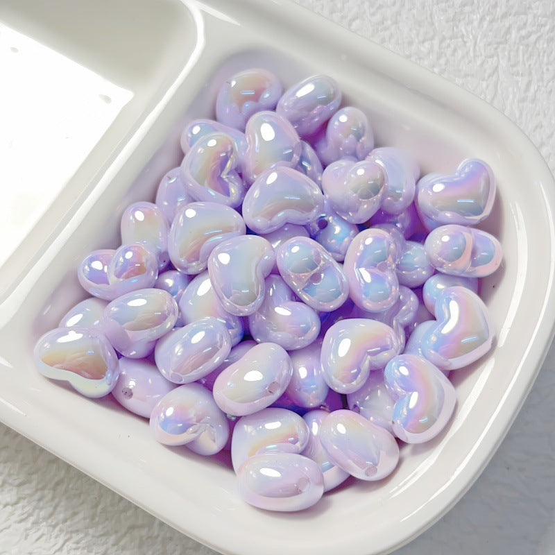 Cream-colored chubby little heart-shaped straight-hole acrylic beads for DIY phone chains, bracelets, necklaces, and accessories Secondary image
