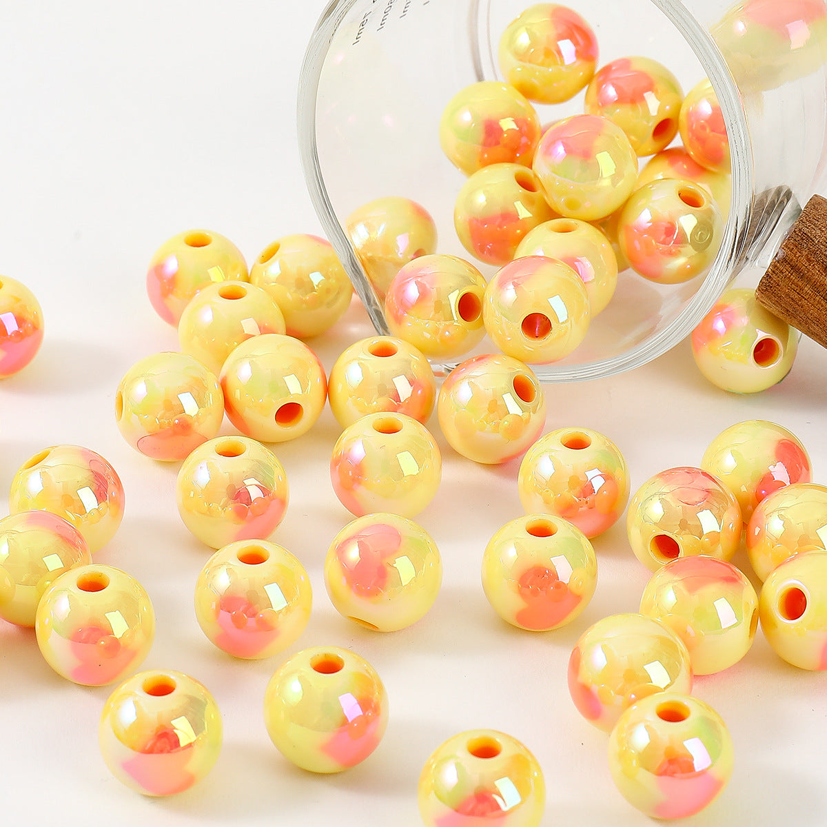 Dopamine-colored heart-shaped round beads UV straight-hole loose beads for DIY handmade bracelets and phone chains beading materials and accessories Secondary image