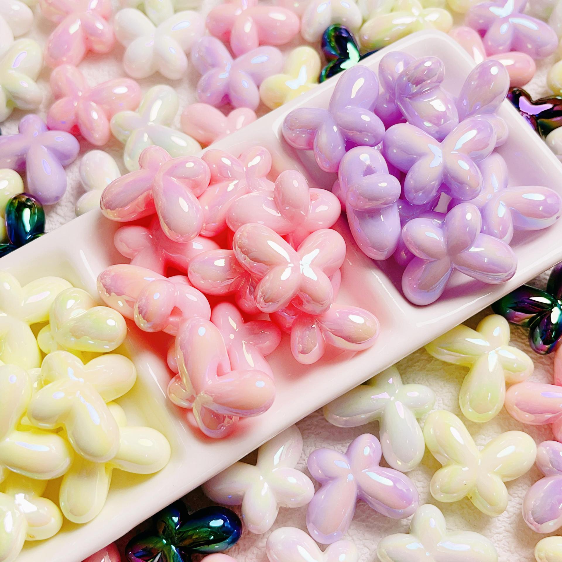 High-quality UV-coated solid color chunky bow straight-hole loose beads for DIY beading, phone chains, keychains, and accessories Secondary image