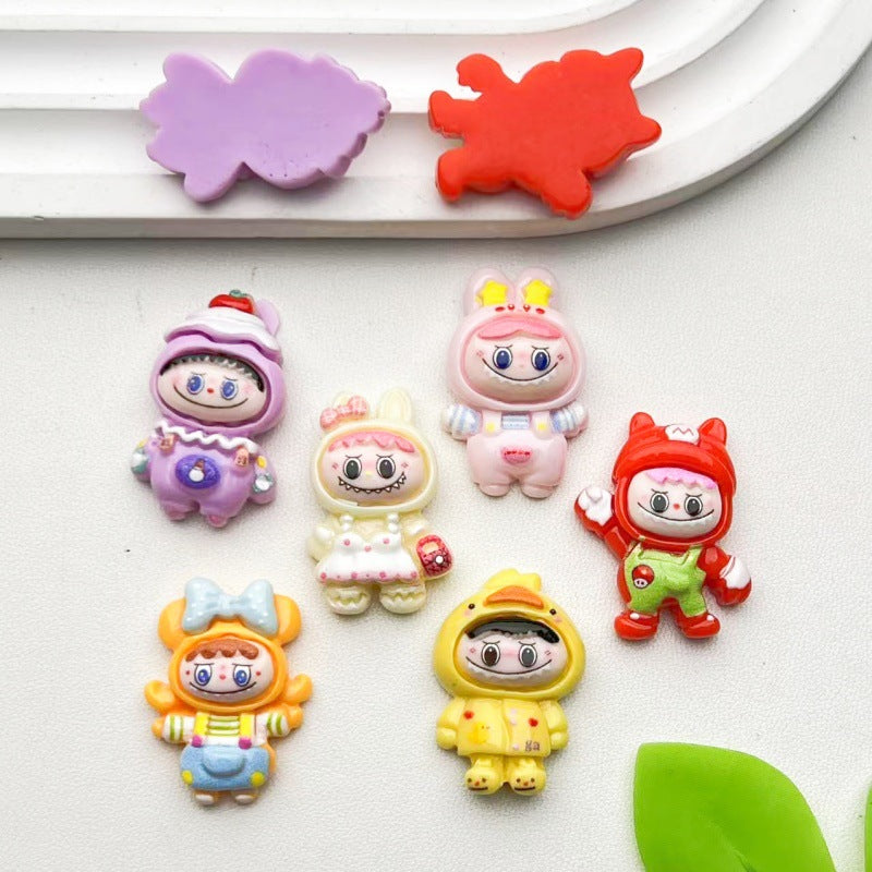 Cartoon popular Labubu DIY resin accessories for handmade hair clips, keychains, clogs, phone cases, and decorative materials Secondary image