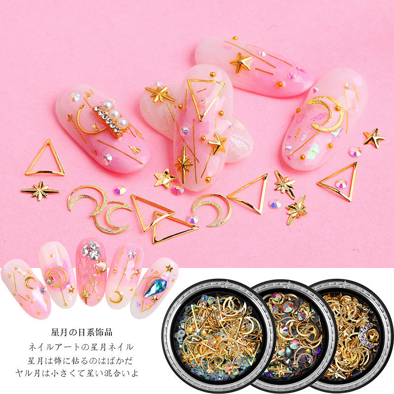 Nail art star and moon accessories, diamond box, nail decoration complete set, mixed set of diamond decorations and studs Secondary image