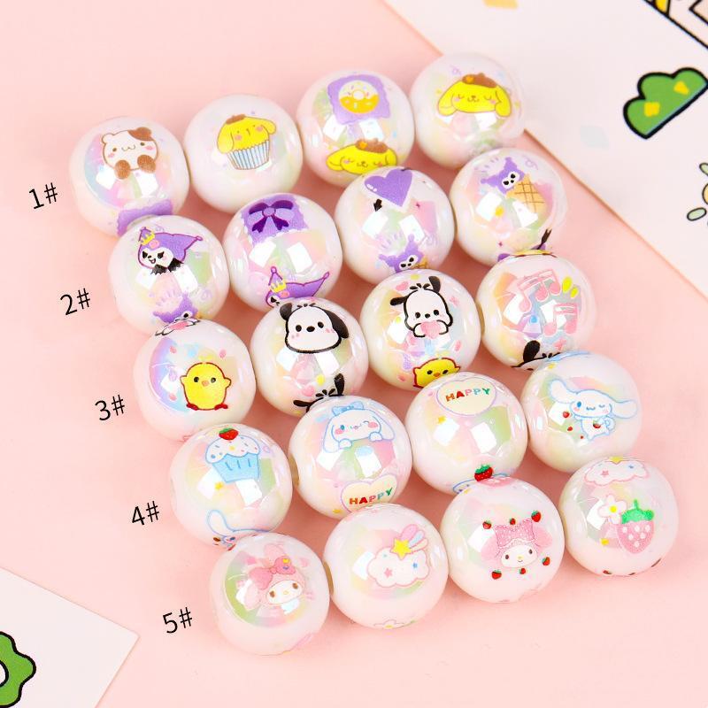 16mm cute round bead printed pattern Pacha dog, My Melody, bow DIY jewelry material accessories Secondary image