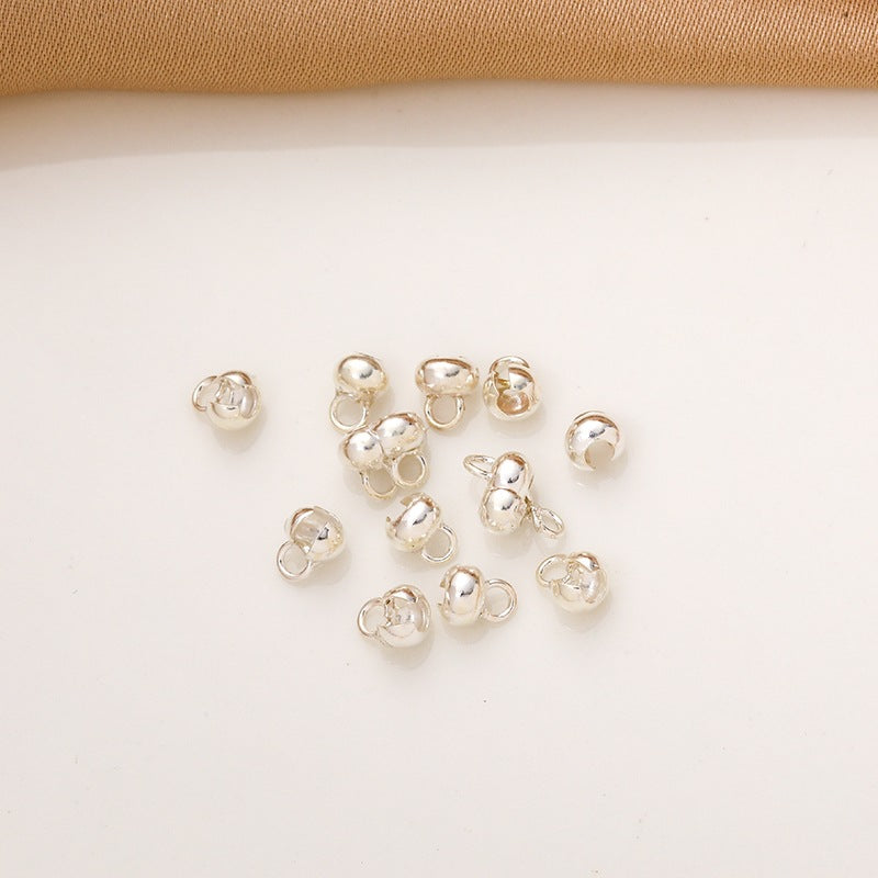 S925 pure silver plain silver side clasp gold-plated crescent clasp with ring opening bead bracelet necklace end clasp Secondary image