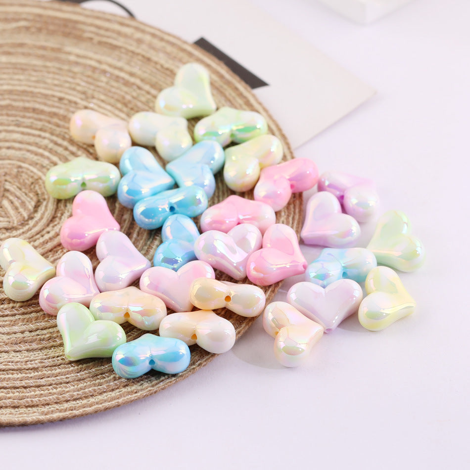 UV-coated two-tone gradient heart beads DIY handmade mobile phone chain and car hanging ornament materials and accessories Secondary image