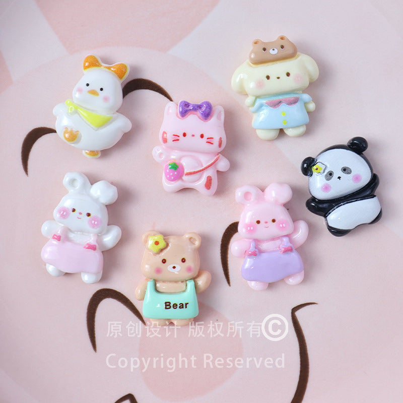Glossy cartoon resin accessories: panda, duckling, children's hair clips, lamb storage box, rabbit patches Secondary image