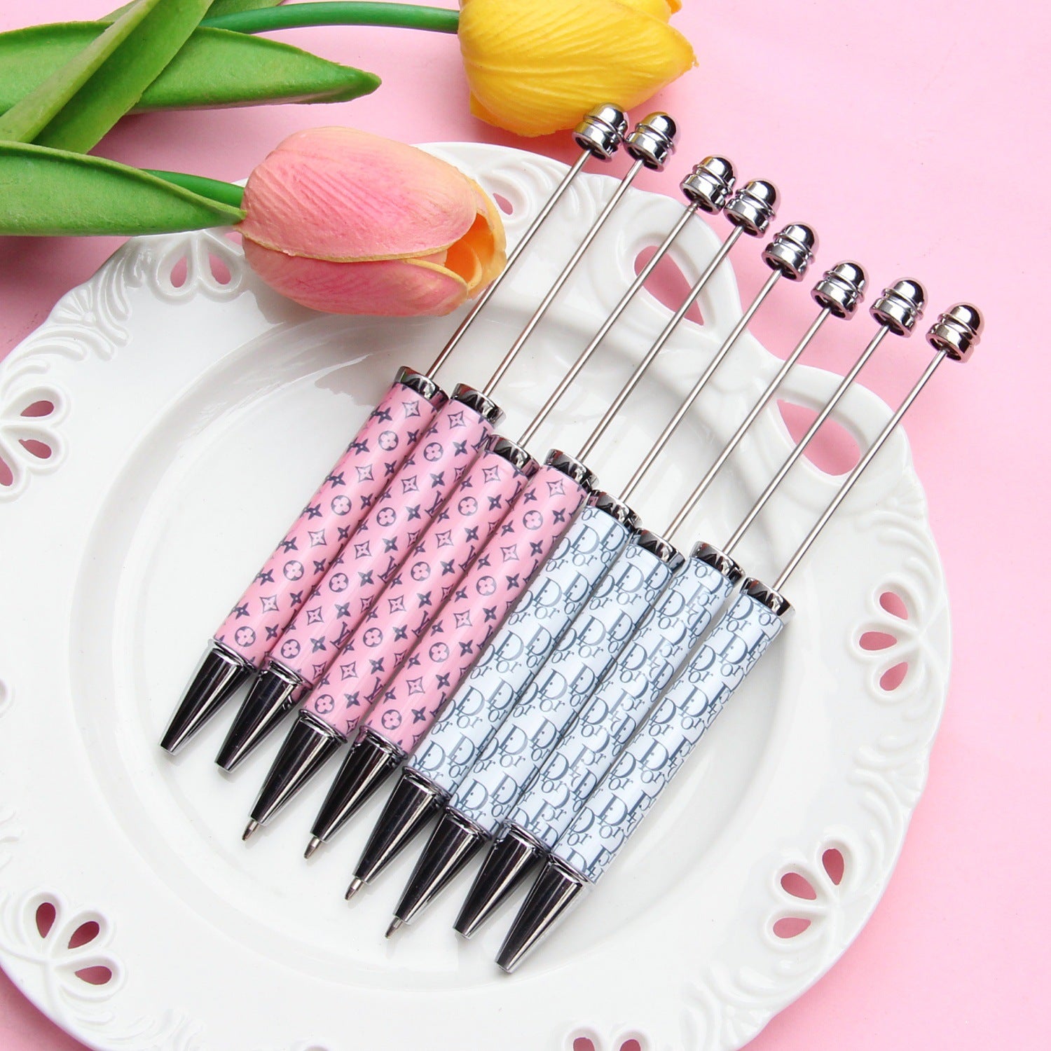 Trendy beaded pens, creative cultural and artistic accessories, gift materials, DIY beaded pen components, cute bead pen materials Secondary image