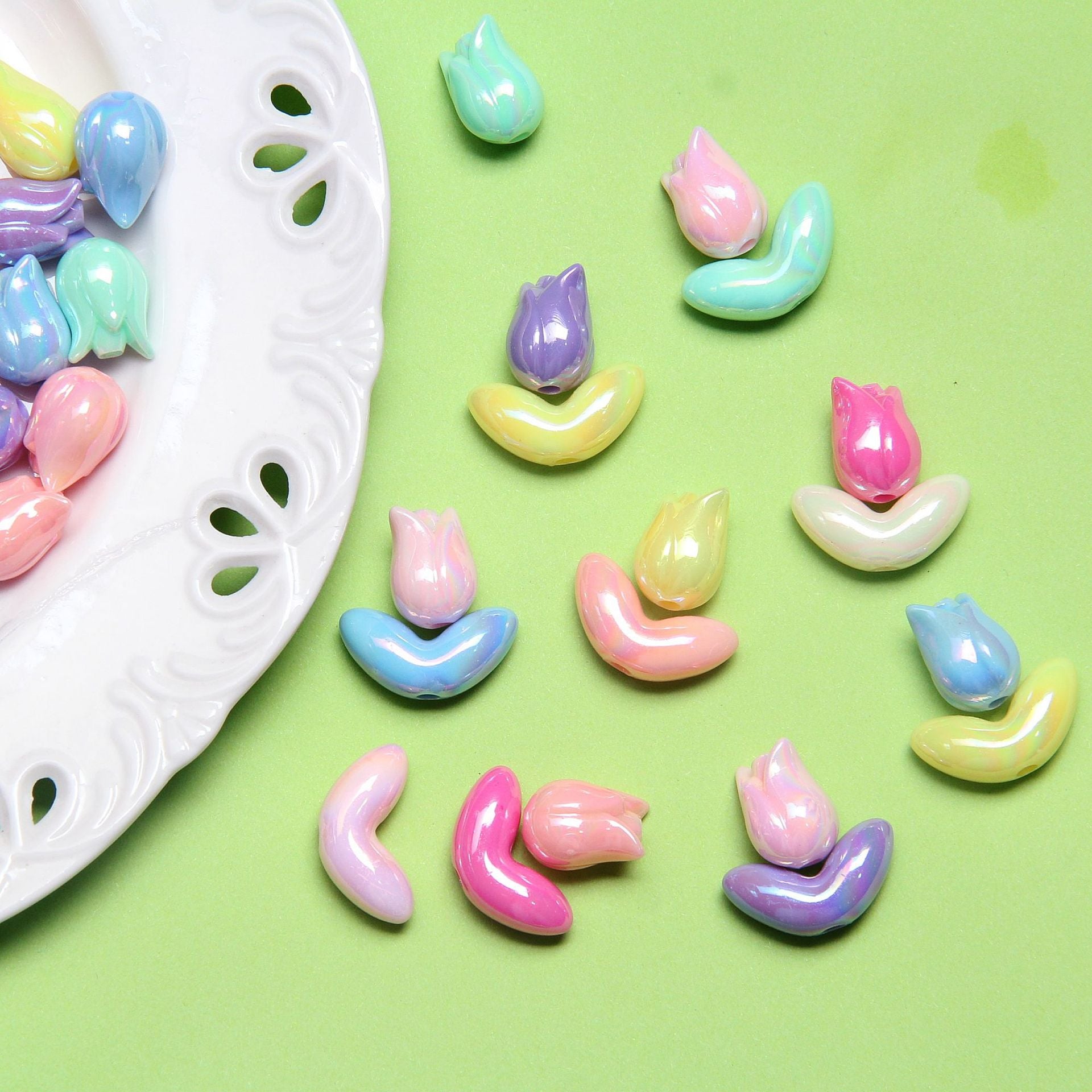 Mobile phone chain beads, mixed style beads, handmade loose beads, heart-shaped beads, wholesale DIY colorful jelly bracelet beads Secondary image