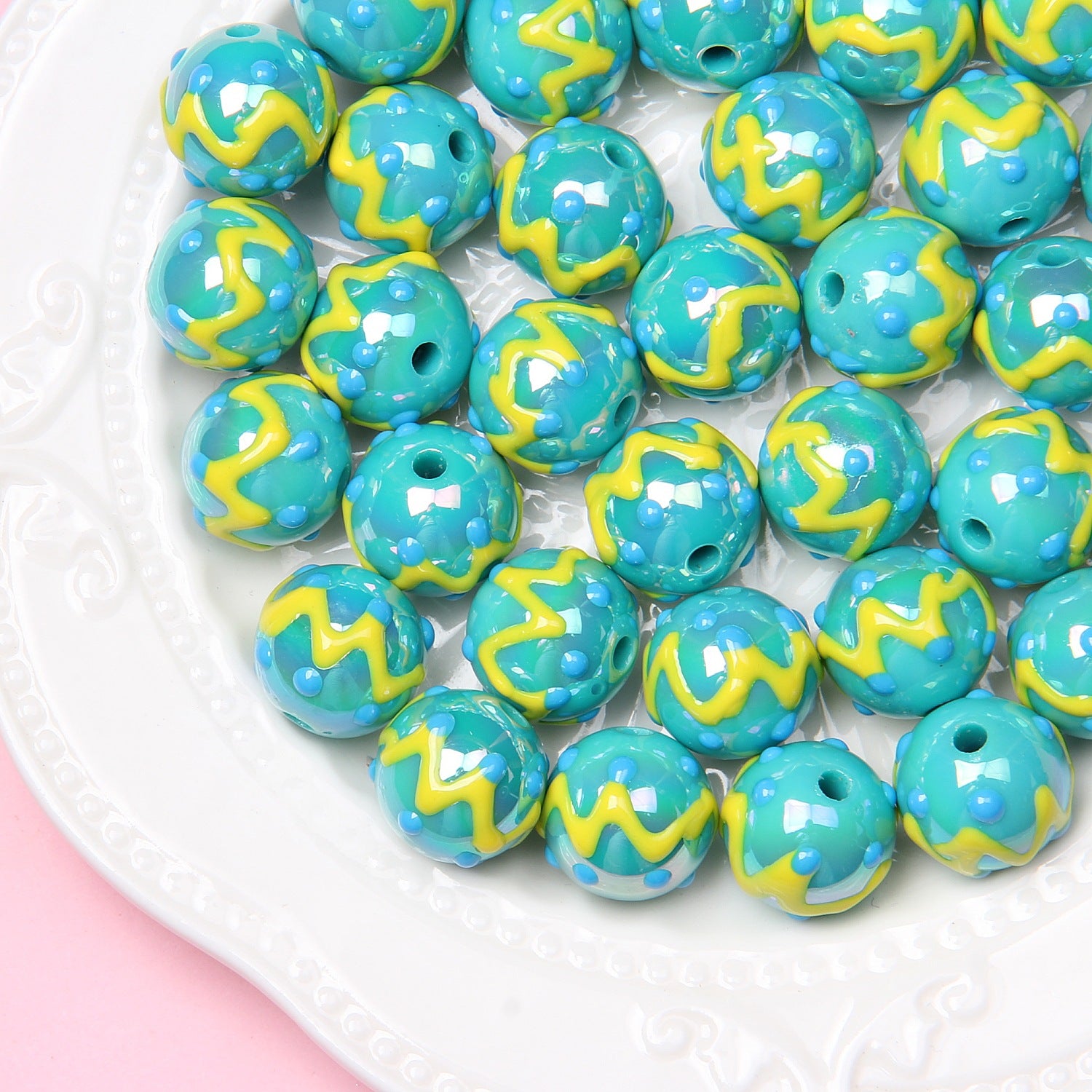 Cartoon hand-painted beads DIY bracelet beads loose beads string beads DIY phone chain accessories car hanging beads Secondary image