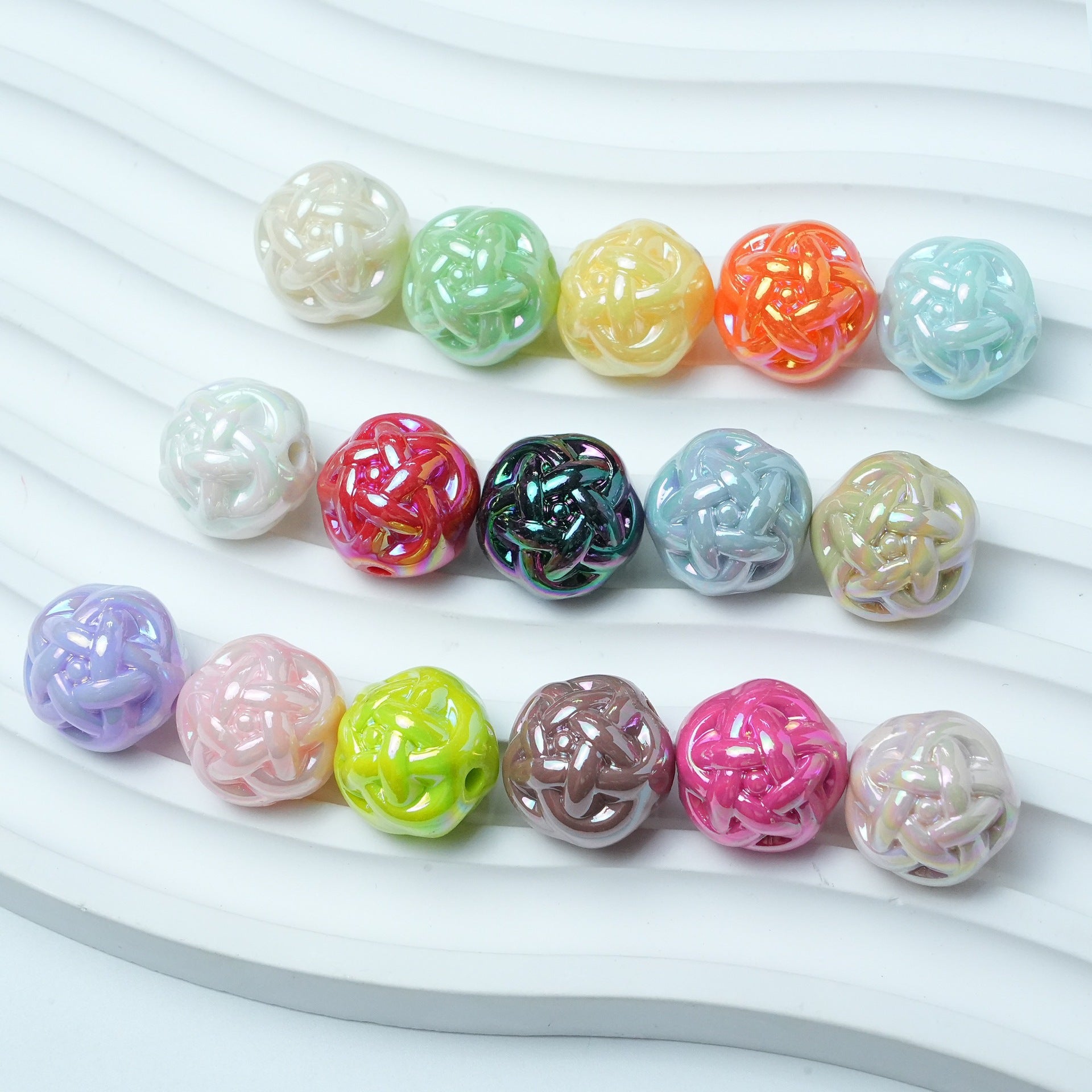 Colorful AB solid color yarn balls DIY bracelet hairpin earring beading materials straight-hole pentagram jewelry accessories Secondary image