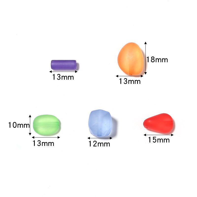 Acrylic Frosted Loose Beads Semi-Transparent Long Tube Oval Water Drop Shaped Beads DIY Beading Accessories Secondary image