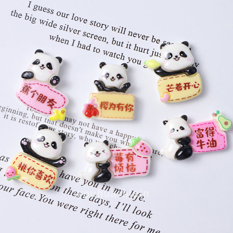 Cartoon panda fruit letter stickers DIY handmade cream glue car decoration phone case hairpin storage box resin accessory stickers Secondary image
