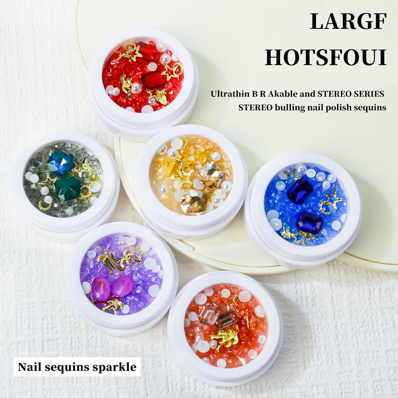 Nail art material kit Japanese-style treasure box nail accessories crooked heart butterfly super shiny irregular-shaped rhinestone accessories Secondary image