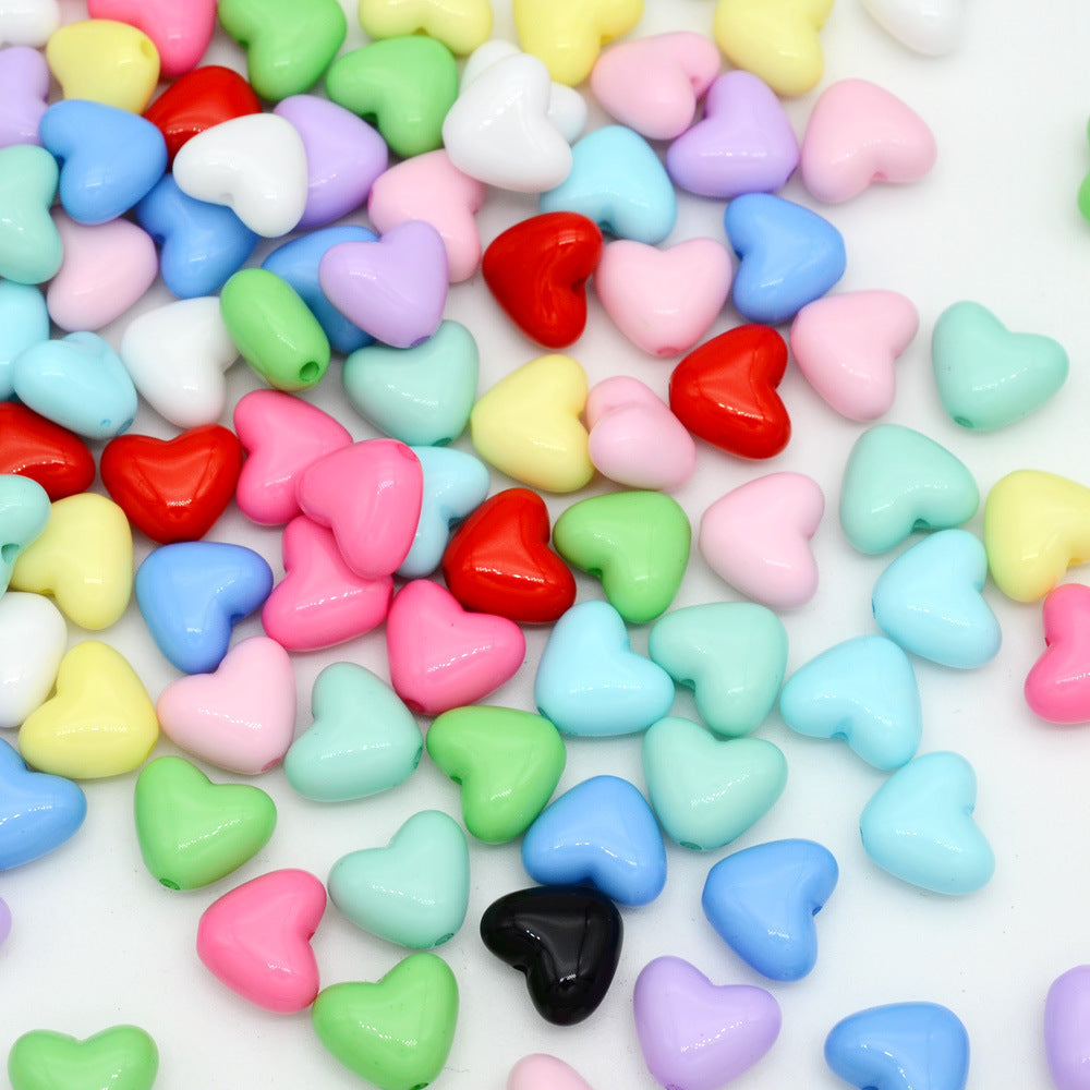 Acrylic solid color candy-colored straight-hole small heart DIY peach heart beads loose beads bracelet phone chain accessory parts Secondary image