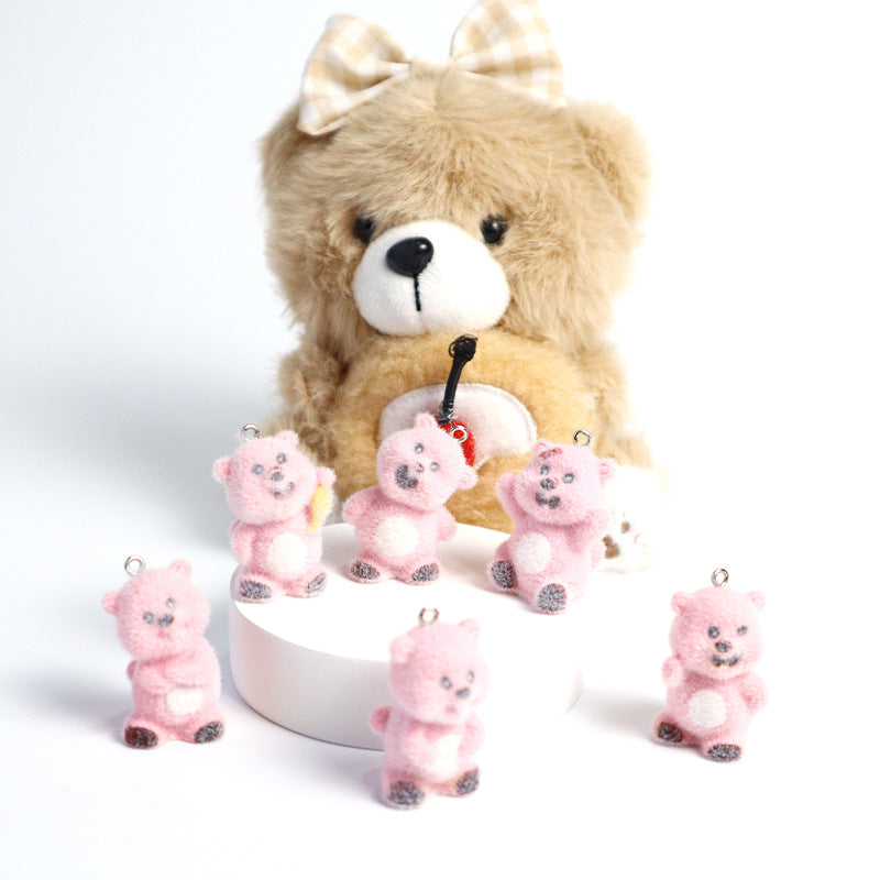 Resin beaver flocked 3D cute cartoon figure DIY keychain bag buckle phone buckle hanging decoration accessory Secondary image