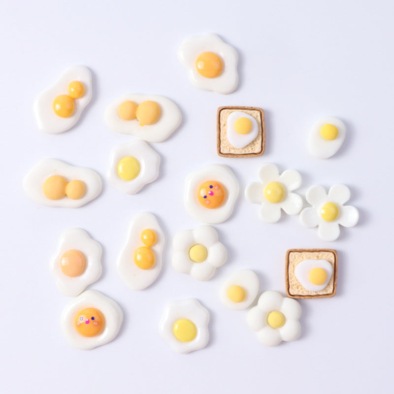 Versatile egg toast resin accessories for phone cases, hair accessories, cups, cream glue DIY accessories, fried egg and poached egg decorations Secondary image