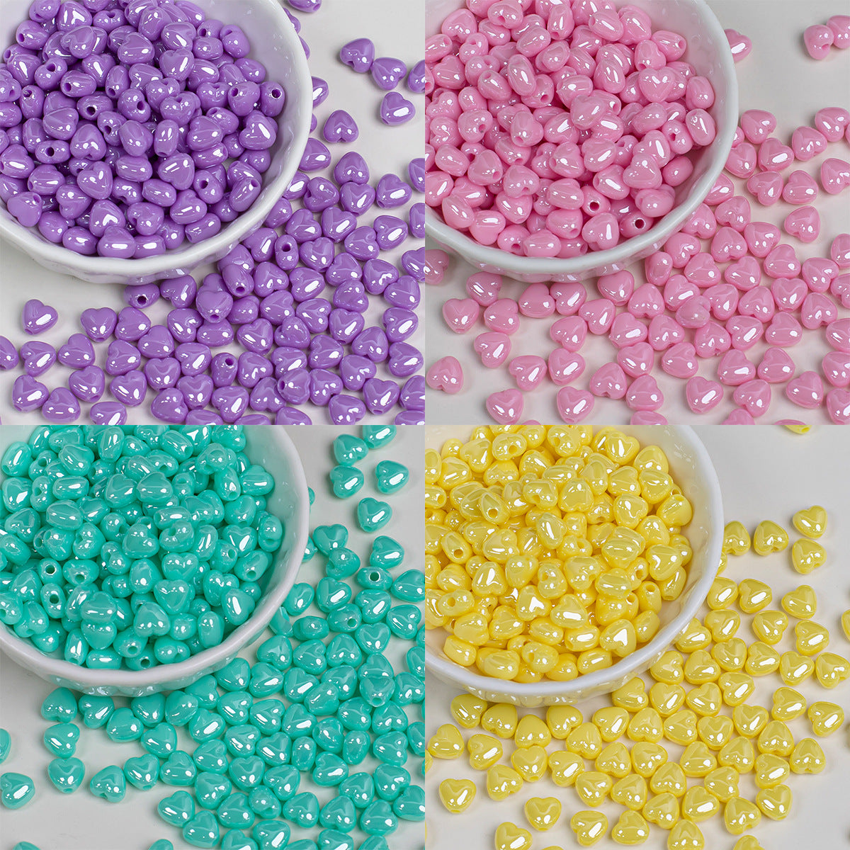Colorful heart-shaped electroplated solid color acrylic beads with holes for DIY phone chains and accessories Secondary image