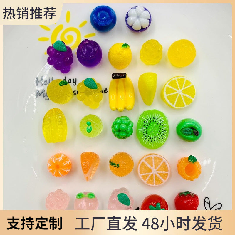Simulated cartoon accessories, a mix of colorful small fruit resin parts for hair accessories and refrigerator magnets Secondary image