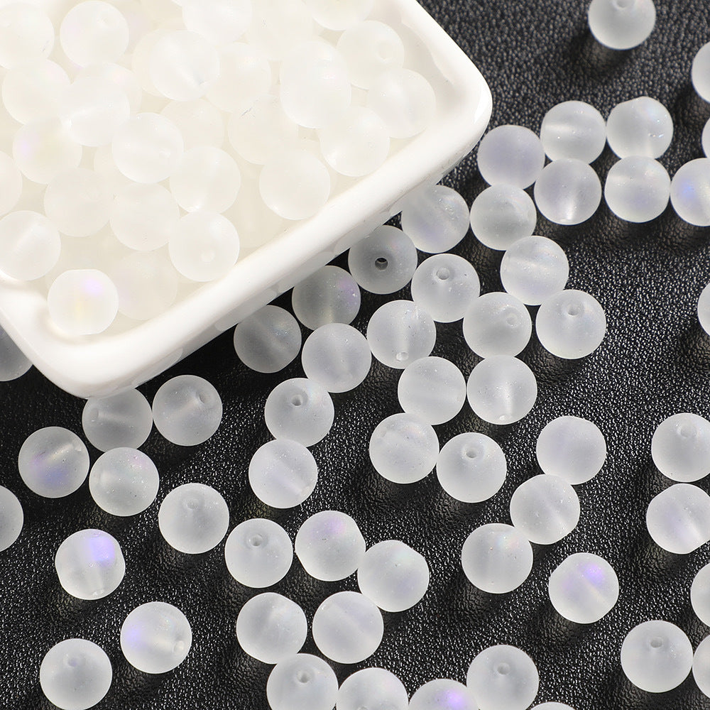 8mm imitation jade glass beads in white series, white moonlight electroplated glass beads for DIY bracelet and necklace accessories Secondary image