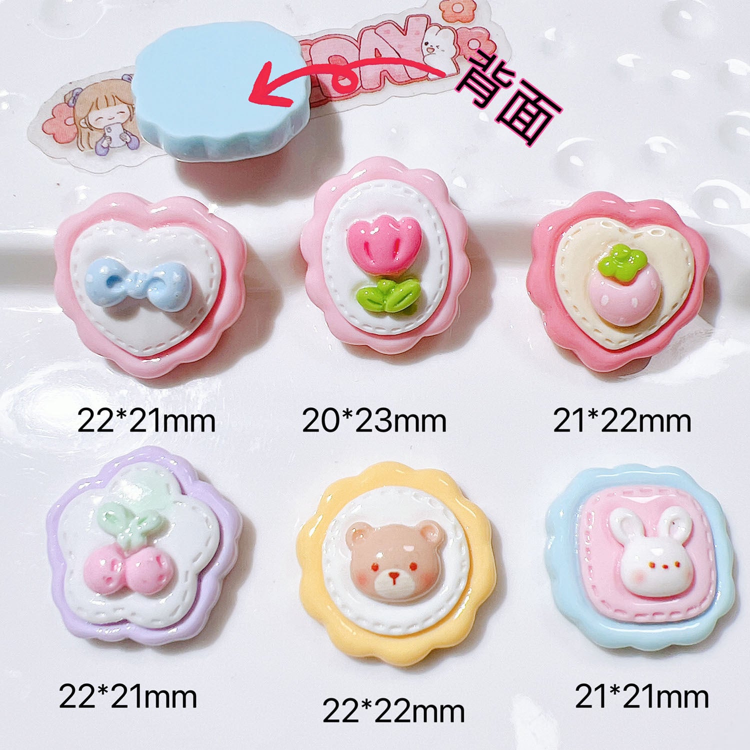 Resin accessories DIY decoration materials, cup stickers, cream glue, children's hair accessories, lace, heart, strawberry Secondary image