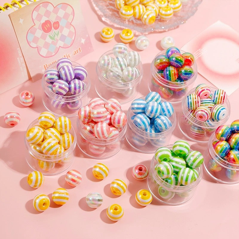 12mm Cute Multicolor Rainbow Resin Striped Lollipop Beads DIY Mobile Phone Chain Bracelet Necklace Material Accessories Secondary image