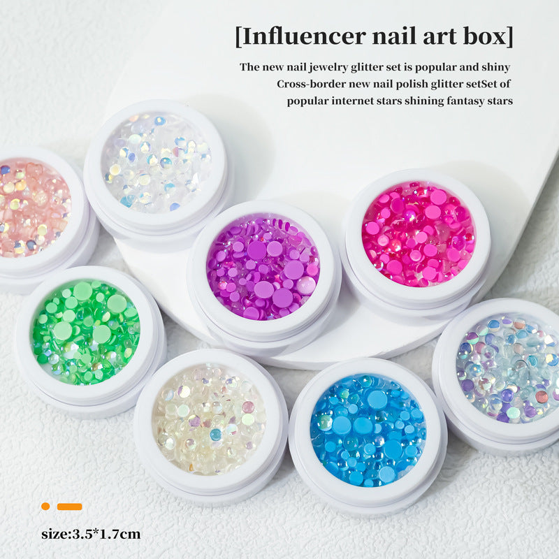 Nail art accessories, candy-colored mermaid iridescent pearls, 2025 colorful macaron nail decorations, diamonds Secondary image