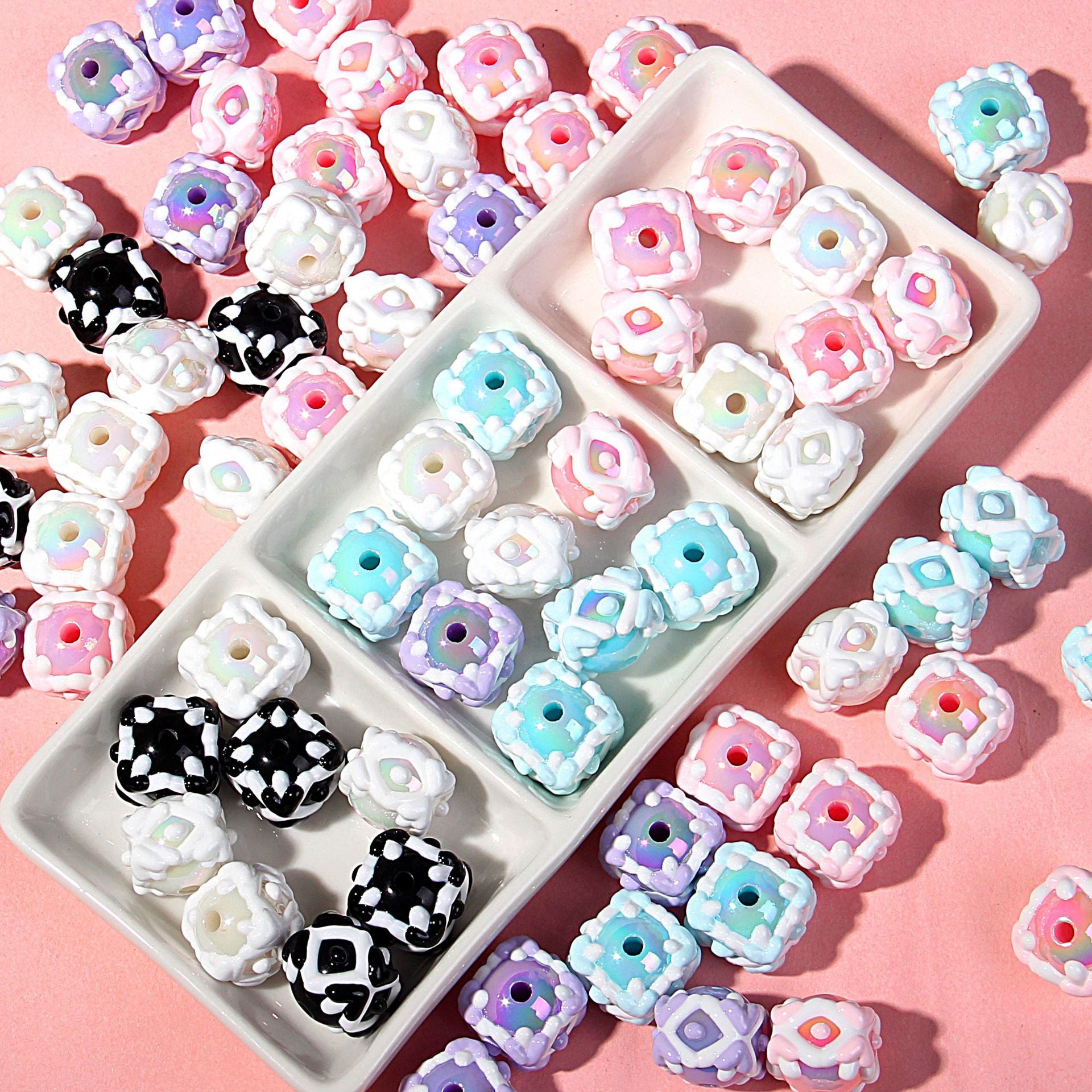 Hand-painted beads, winter heavy oil beads, bracelet accessories, phone chain beads, mixed DIY jewelry materials, oil beads Secondary image