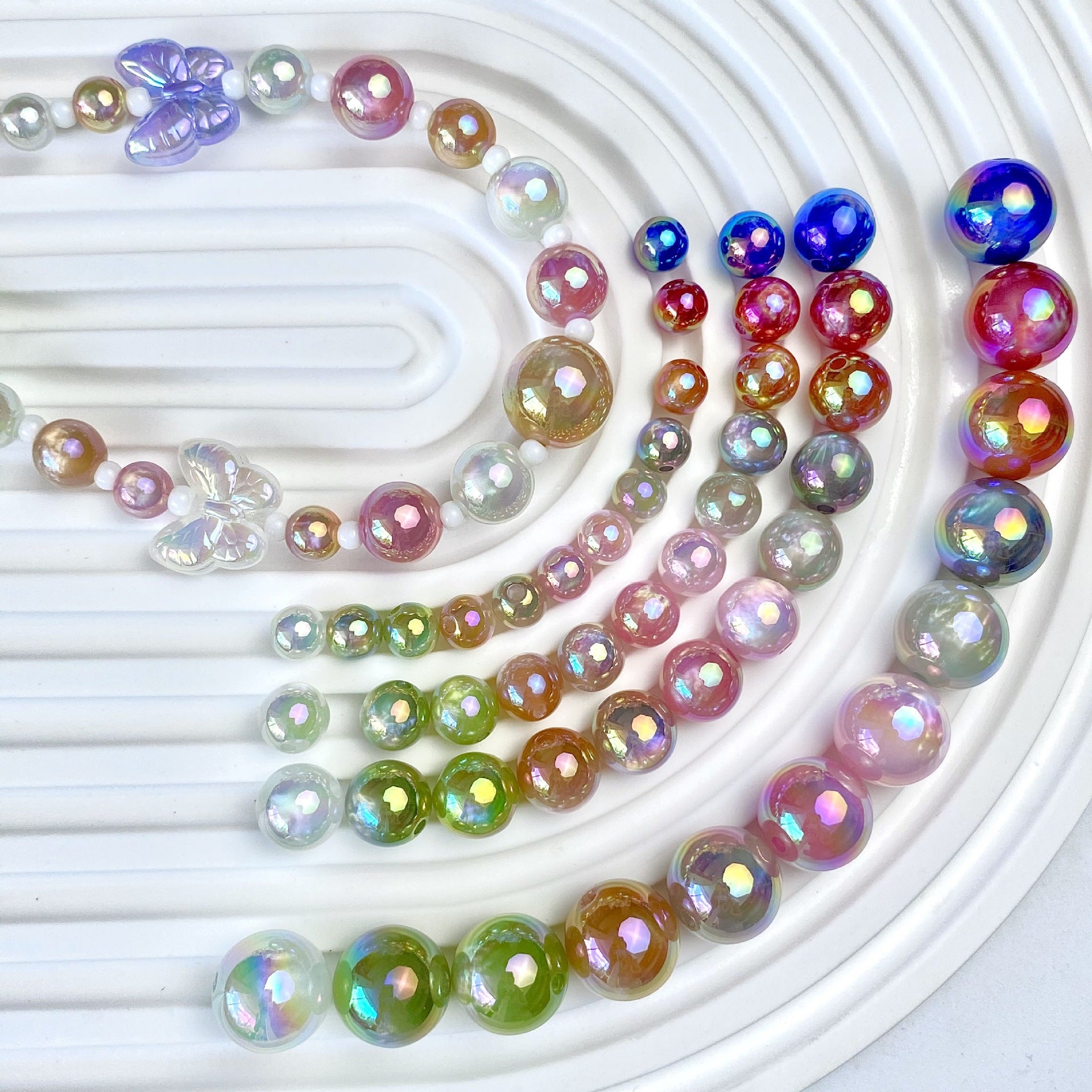Electroplated UV iridescent resin light-changing cat-eye straight-hole round beads DIY phone chain bracelet necklace material accessories Secondary image