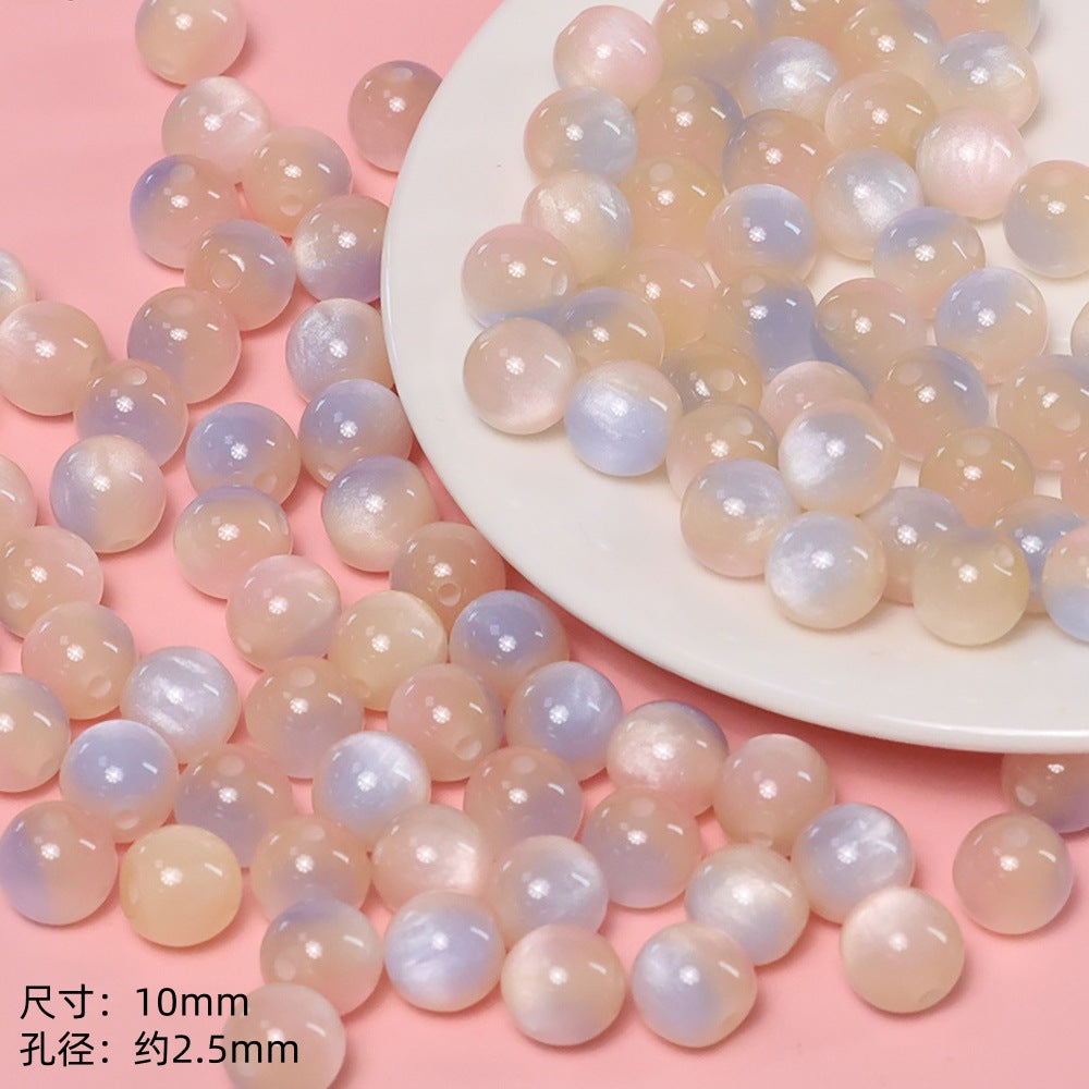 Cat's Eye Gradient Multicolor Round Beads DIY Jewelry Beading Loose Beads Accessories Secondary image