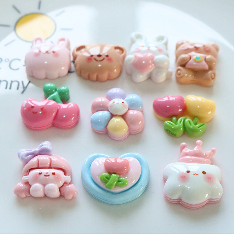 Glossy resin crown, white cloud, colorful flowers, tulips, children's hairpin materials, handmade flat-back patches Secondary image