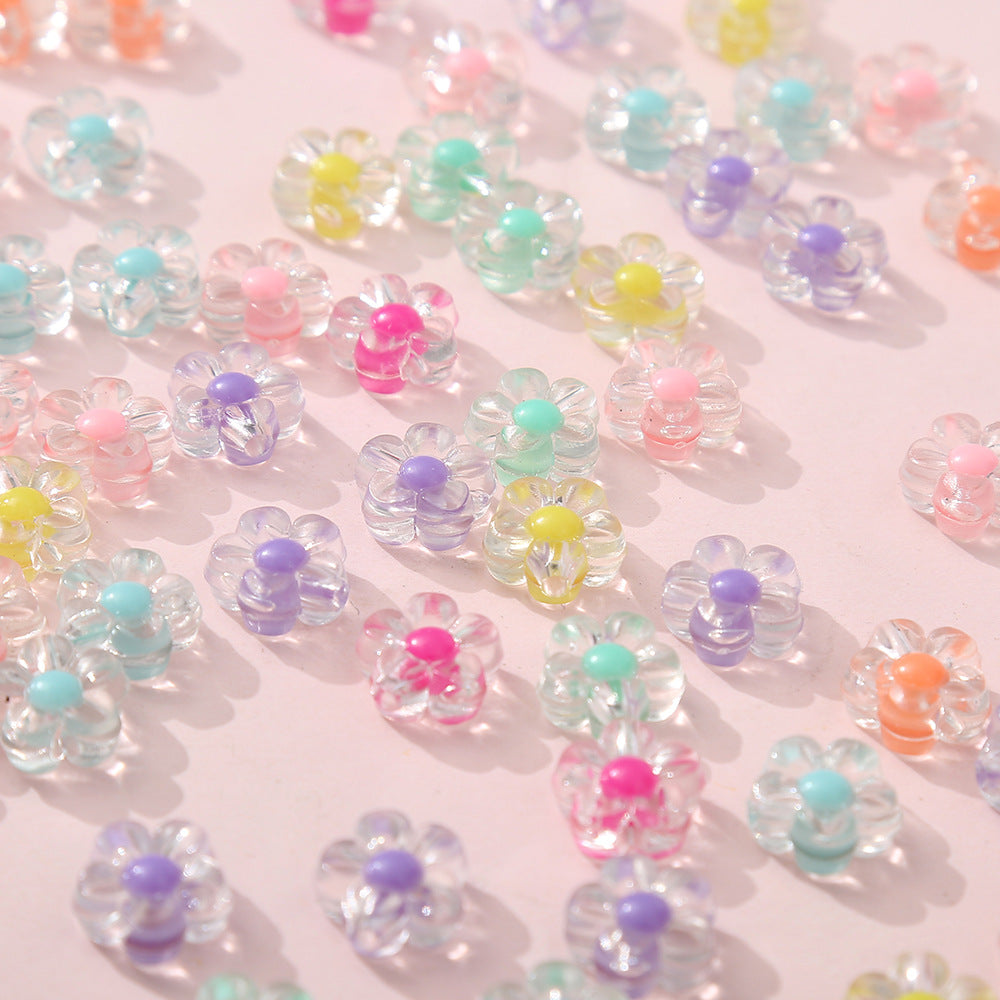 Acrylic flower beads, small fresh transparent DIY beads, hair rope bracelet accessories Secondary image