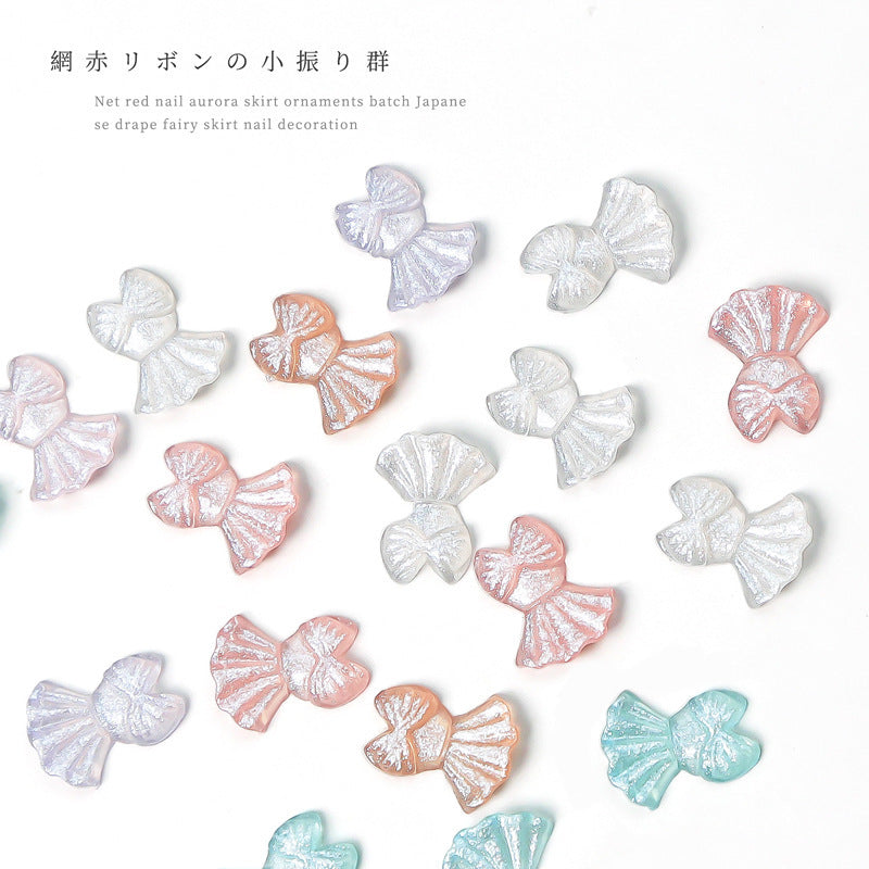 Nail art ice translucent glitter resin bow skirt three-dimensional crystal nail decoration accessories 6 styles Secondary image