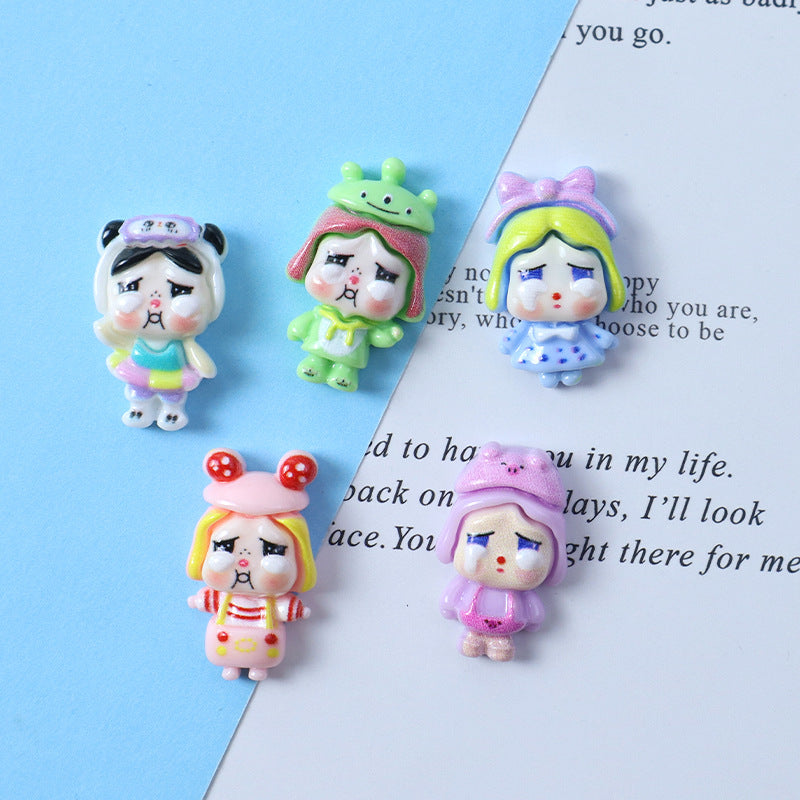 Cartoon crying girl doll DIY resin accessories for phone cases, clogs, shoe buckles, and hair accessories Secondary image