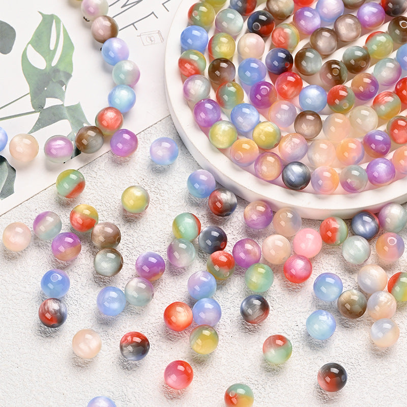 Dreamy cream-colored gradient round resin beads, loose beads for DIY handmade beaded bracelets, necklaces, and accessories Secondary image
