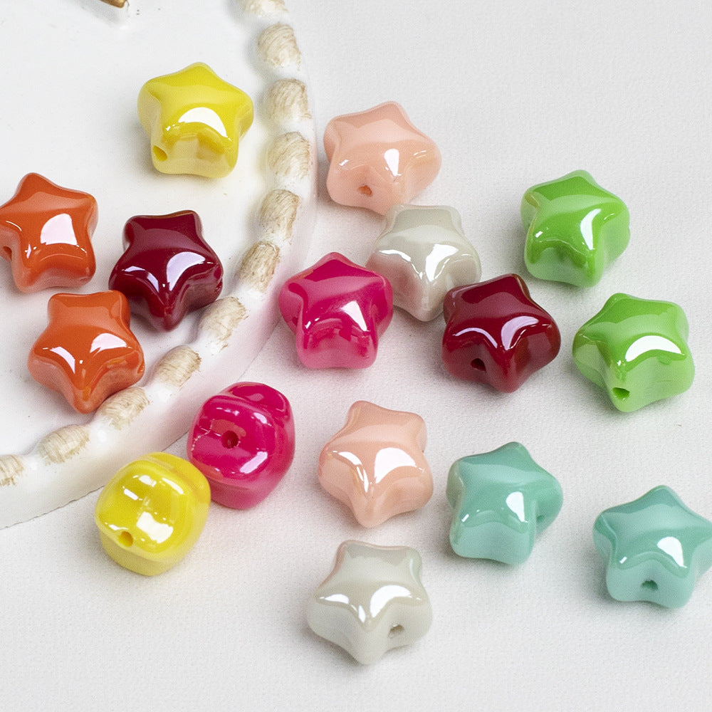 Colorful Star-Shaped Electroplated Acrylic Resin Beads with Through Hole for DIY Phone Chain Accessories Secondary image