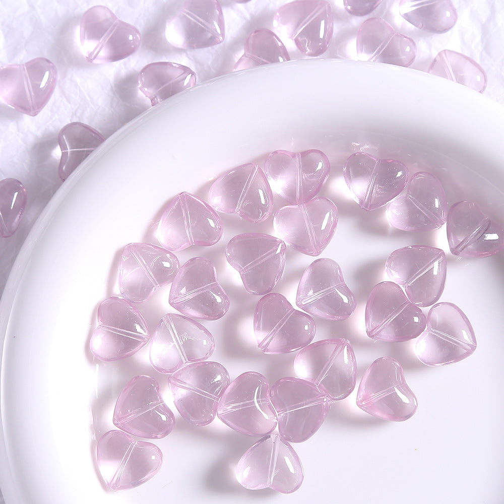 Heart-shaped glass beads, jelly-colored glass beads, loose beads, DIY handmade bracelet and necklace jewelry materials and accessories Secondary image